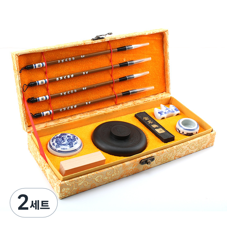 코히모 문방사우 전문가용 캘리그라피 붓글씨연습 서예붓 비단 케이스 8종 세트 3W323, 2세트, 0.7 x 21 cm 40,500원