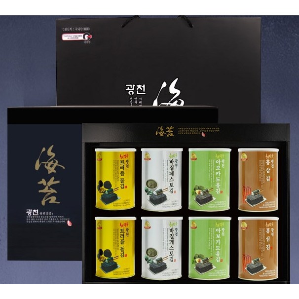 [설날 명절선물]광천김 캔포장 프리미엄 세트 고급쇼핑백 포함(36gX8캔) 110,400원