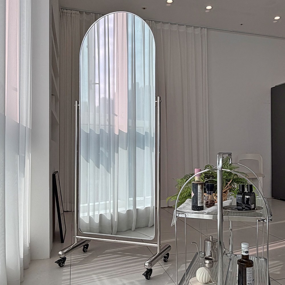 아르코 스텐레스 라운드 인테리어 이동형 스탠드 거울 3size, 실버 109,800원