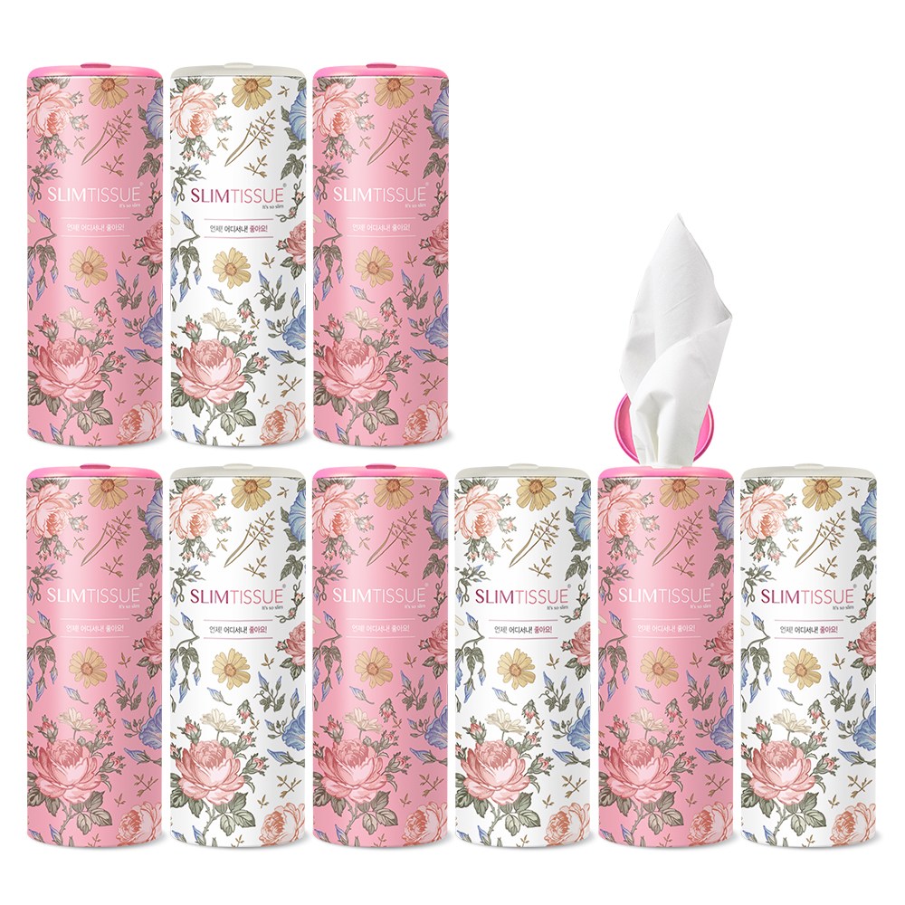 선물세트 9P [플라워세트] / 슬림티슈 캔티슈 대나무티슈 꽃디자인 인테리어 용품 차량용 휴대용 티슈 선물하기, 1세트, 9개입 19,900원