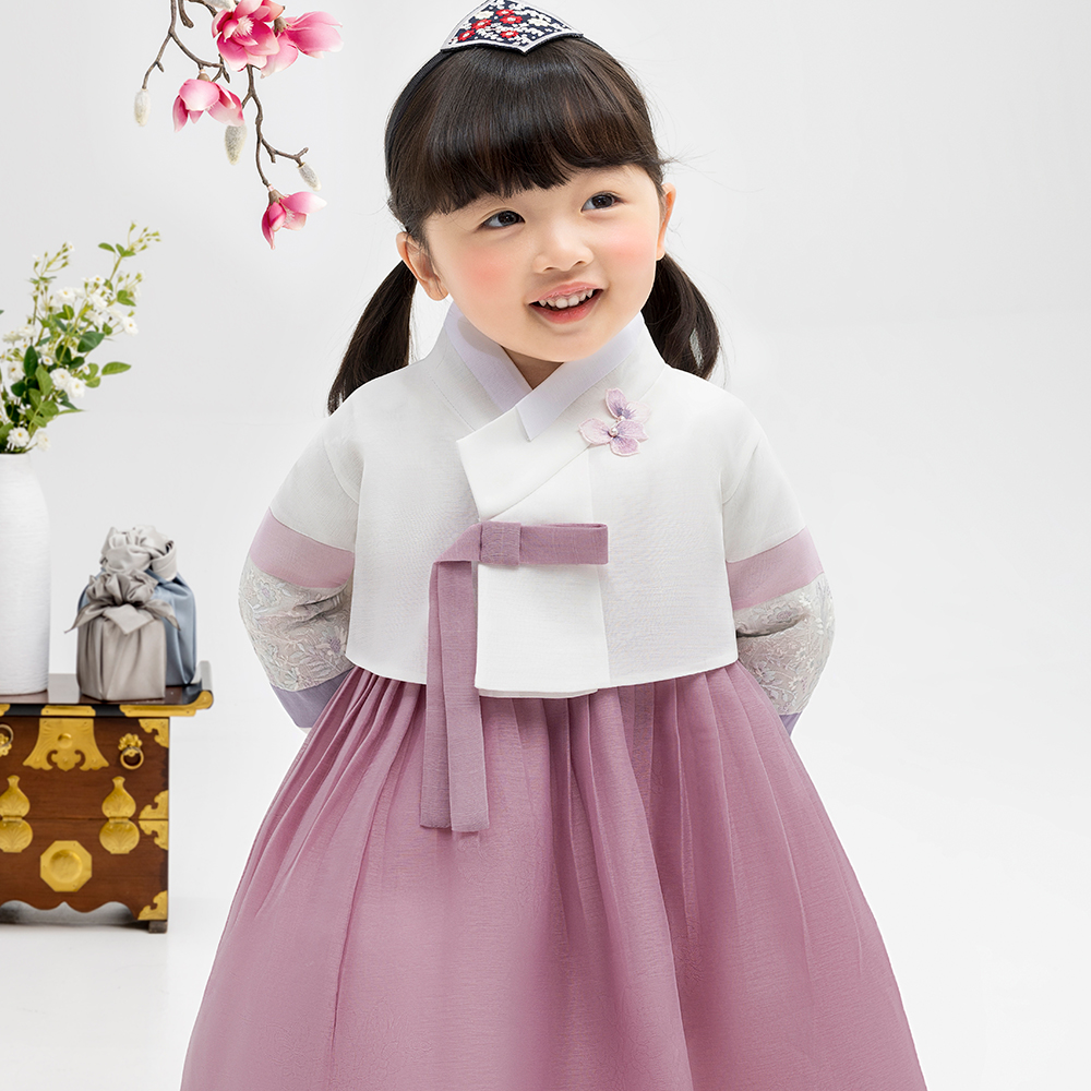 금동이아가한복 여아용 보라꽃패치 한복 세트 AW131 27,450원