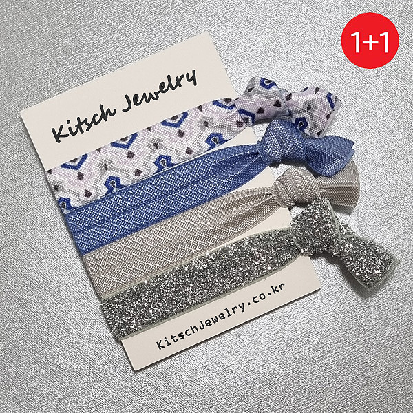 [키치쥬얼리] 엘라스틱 헤어타이 블루텍 4SET 4,900원