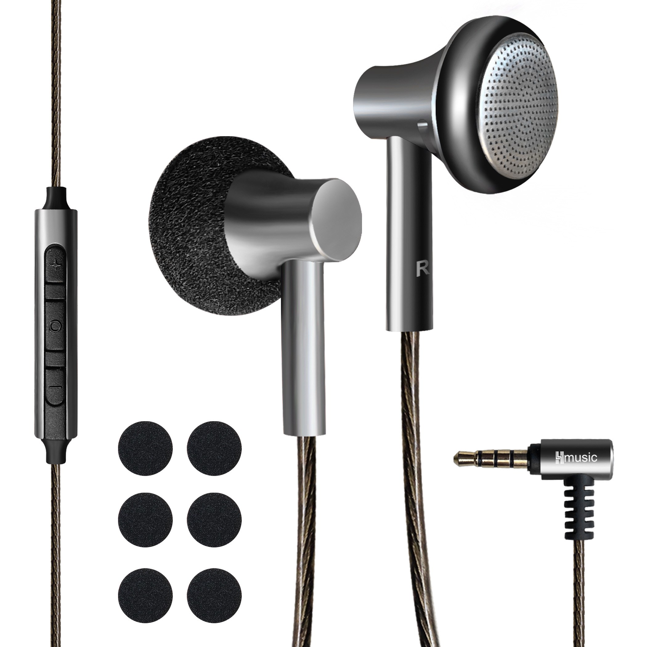 Hmusic 하이파이 오픈형 플랫 헤드 유선 이어폰 WE05, 그레이 32,900원