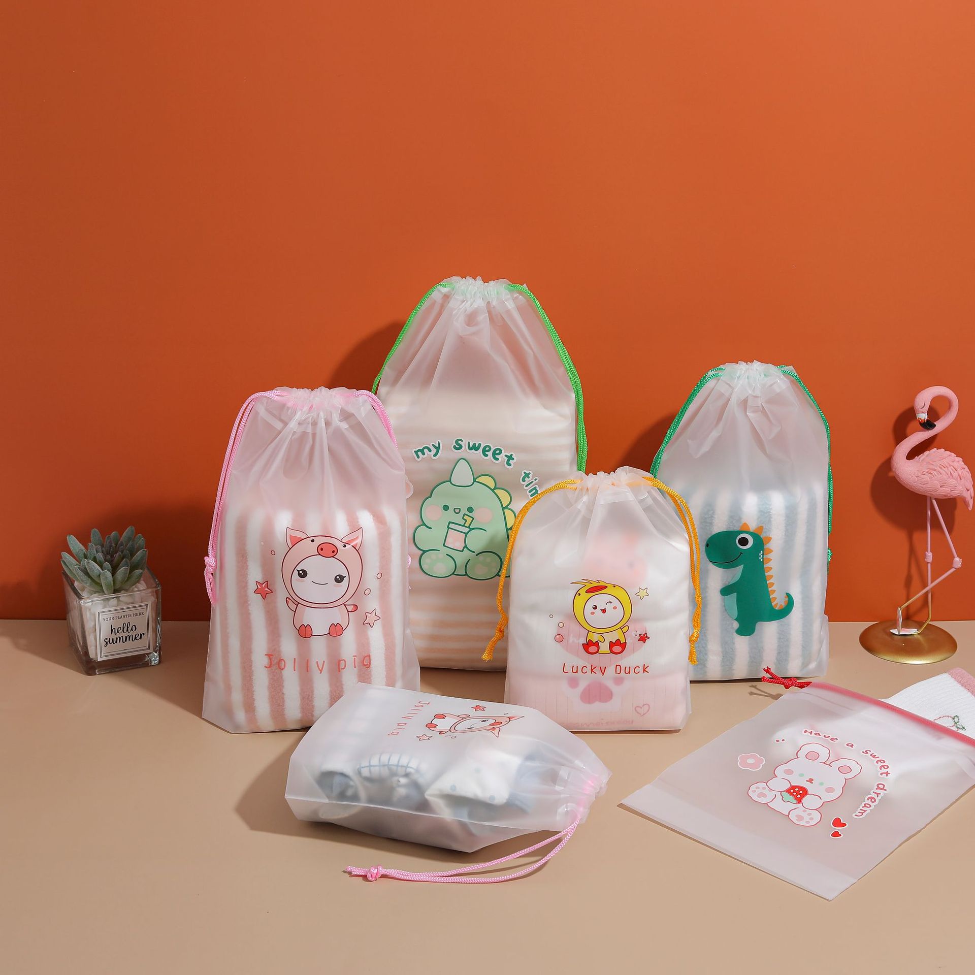 다용도 반투명 캐릭터 스트링 파우치 5P 10P 1,500원