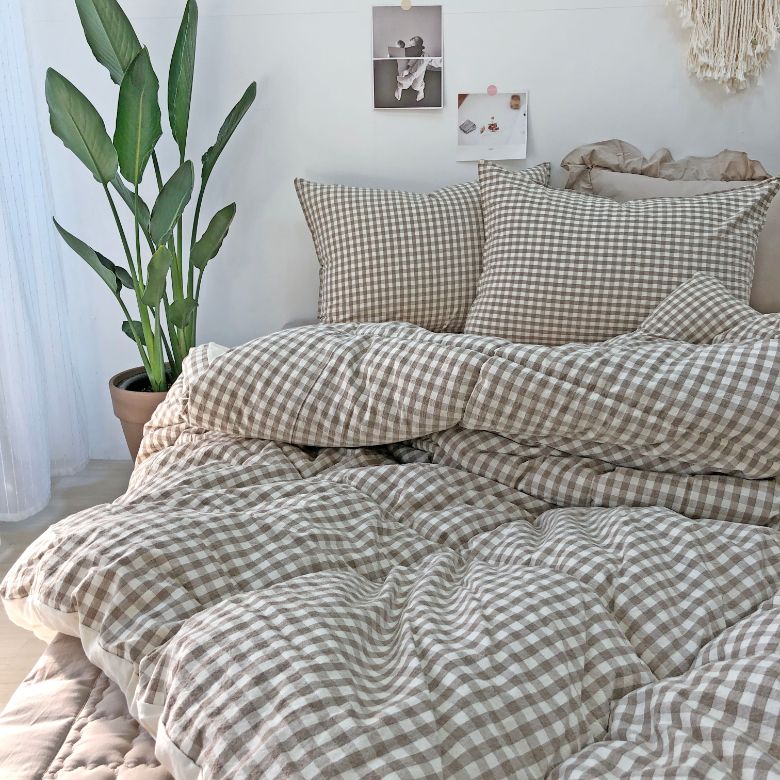 누블 깅엄 체크 광목 사계절 차렵이불 세트 89,110원