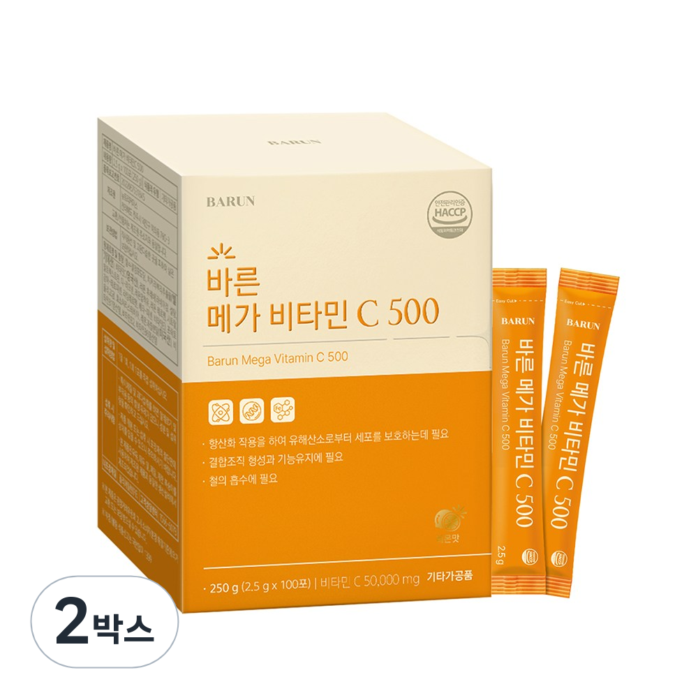 바른 메가 비타민C 영국산 분말 스틱 100포, 2.5g, 2박스 23,800원