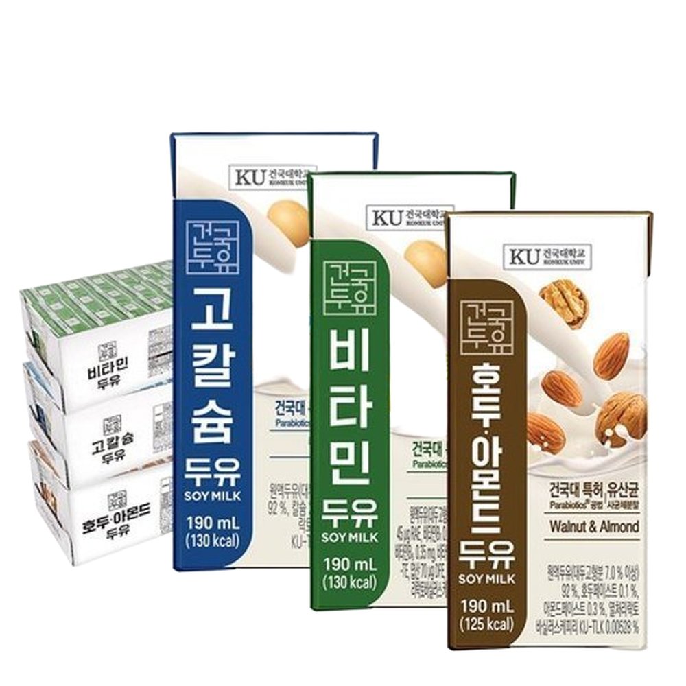 건국두유 72팩 (고칼슘두유 24 + 비타민두유 24 + 호두아몬드두유 24) 44,460원