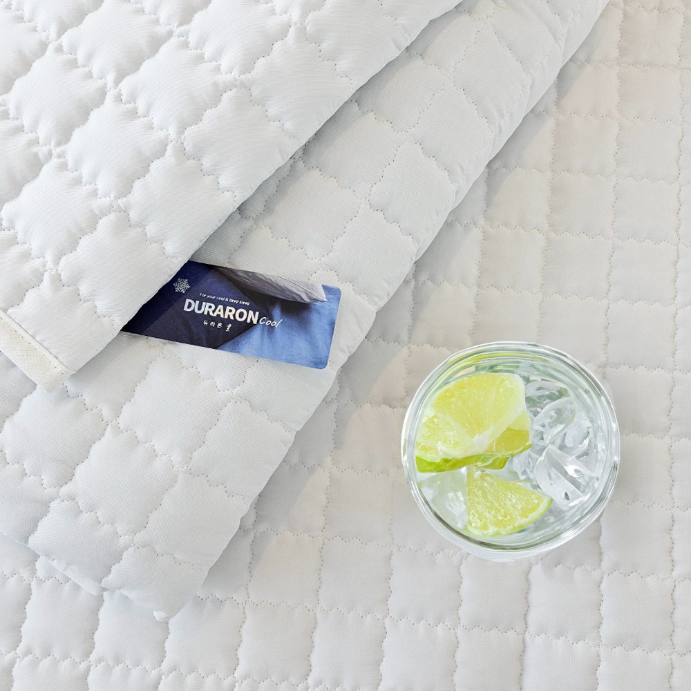 국내산 듀라론 냉감 침대 쿨패드 바닥 쿨매트 여름 누빔 침대패드 1인용 2인용 MS SS Q K FK, 화이트, 쿨매트 74,800원