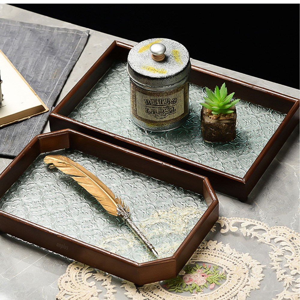 앙플러스 프리미엄 나무 유리 감성 쟁반 우드 트레이 9,900원