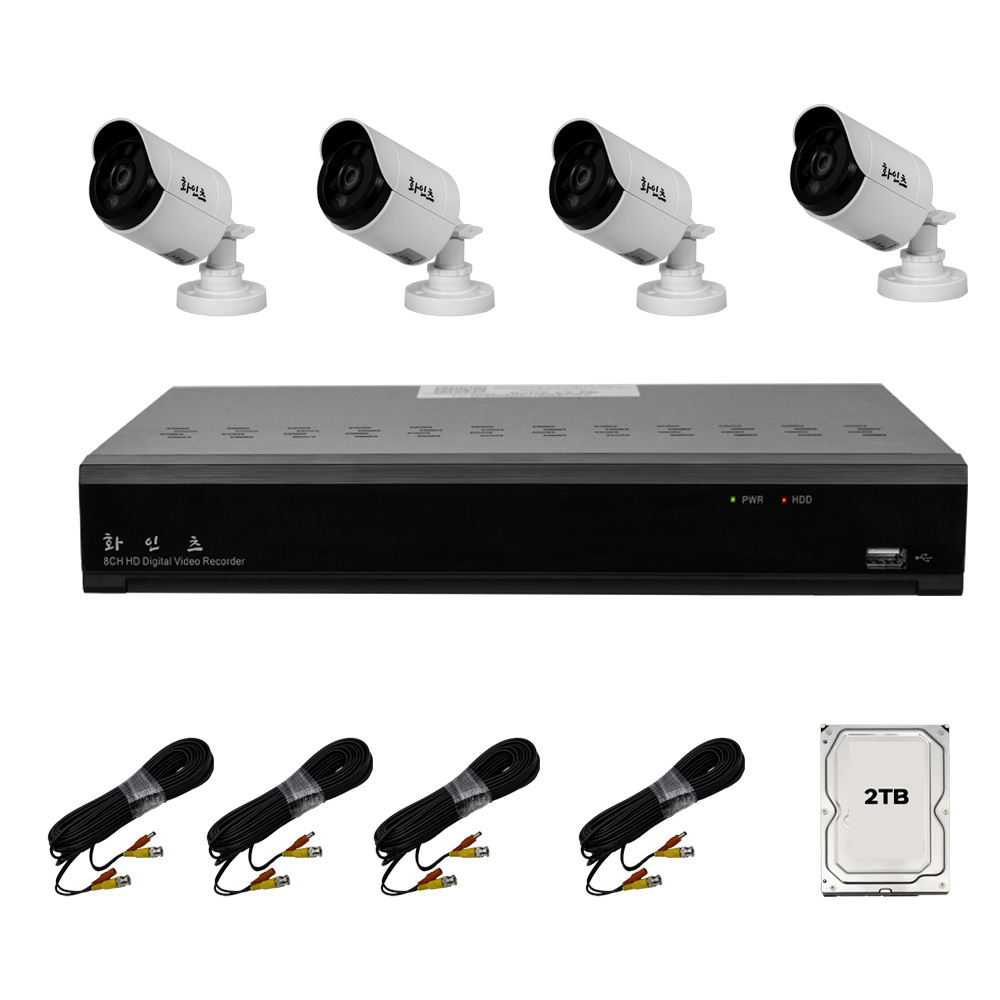 화인츠 500만화소지원 8채널 CCTV 자가설치세트 패키지 실외 실내 감시카메라 케이블20m XRT4108 2TB 495,000원
