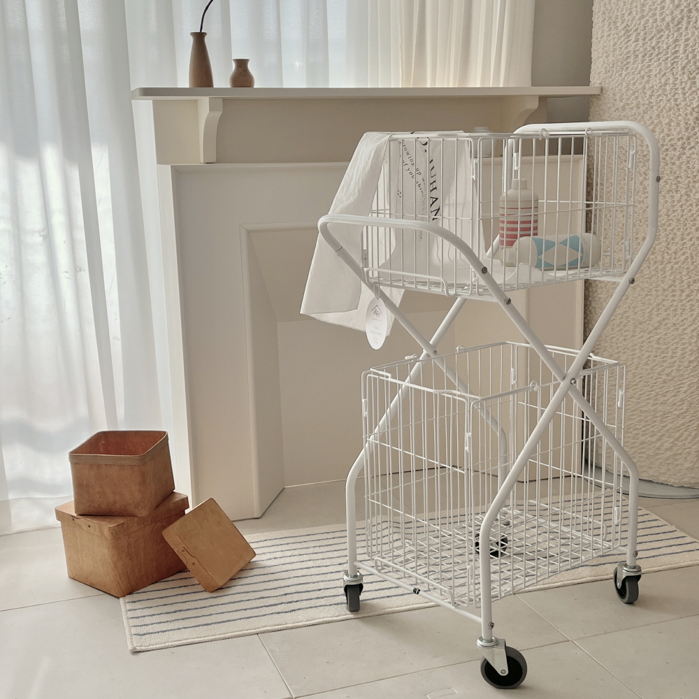 주식회사아텍스 2단 이동식 빨래 바구니 세탁카트 트롤리 57,900원