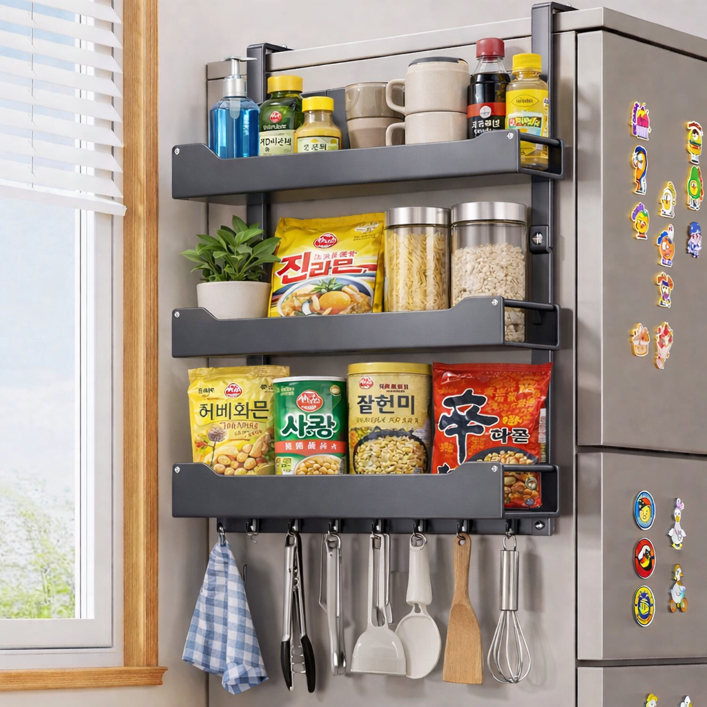 라온리빙 흔들림없는 무타공 다용도 걸이식 3단선반 주방 욕실 세탁실 수납정리 35,500원