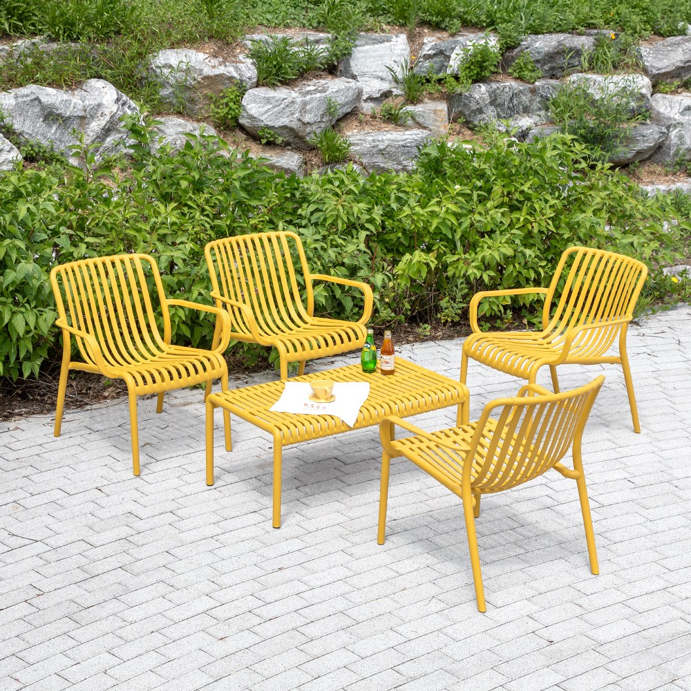 몬스 대 리사 라운지 4인 야외 실내 카페 테이블 세트, 그린 342,000원