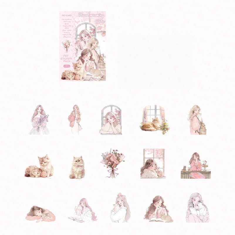 올리브파티 야옹이와소녀 시리즈 감성 빈티지 인물 소녀 다꾸 스티커 30p 세트 6,500원