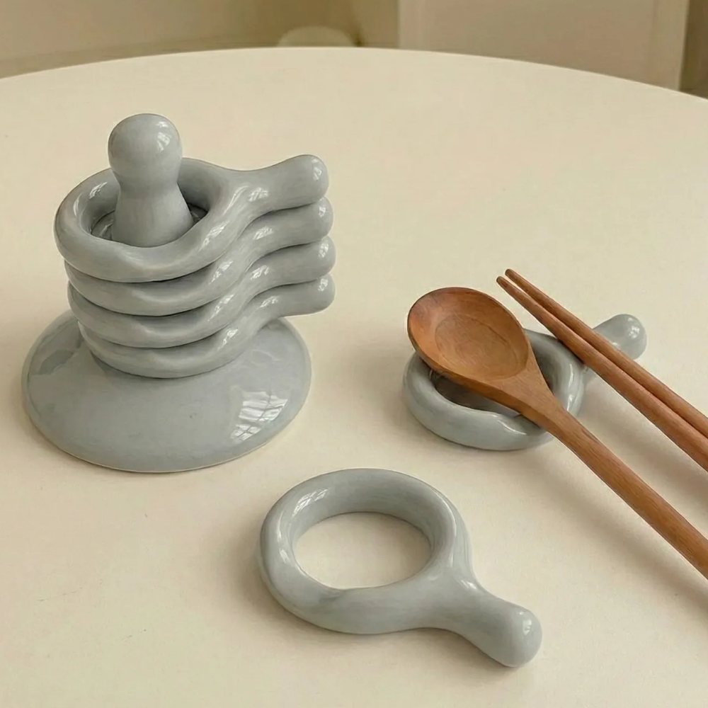 모노슈아 링 수저받침 도자기 원형 링고리 수저받침세트 14,800원