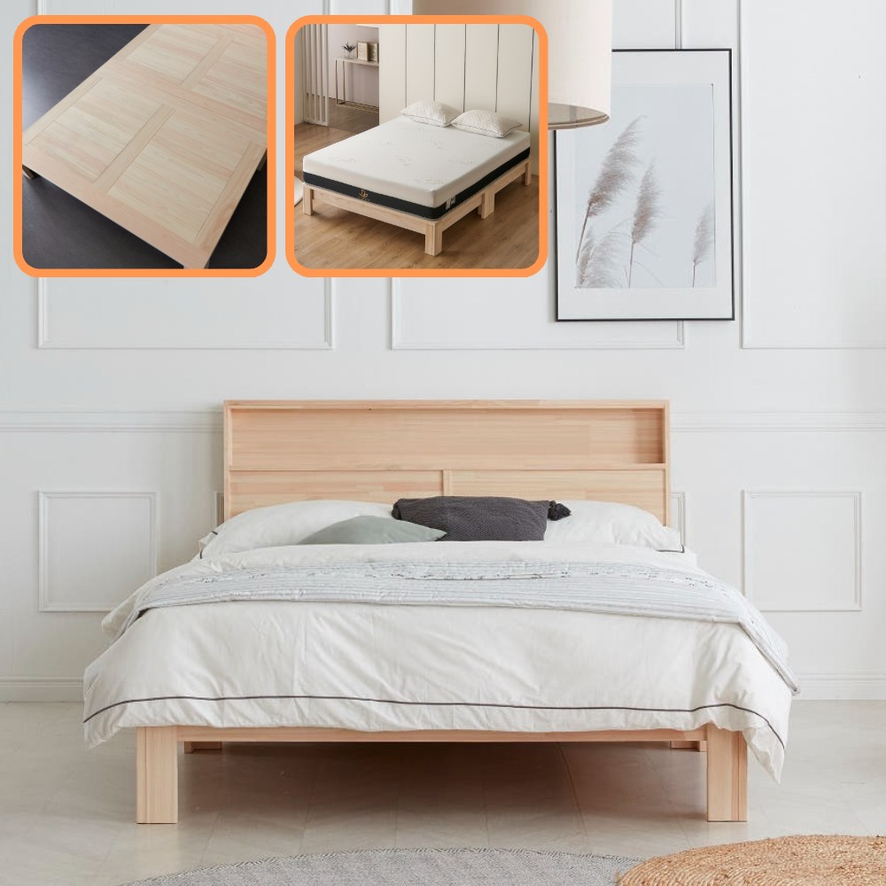 바르숲 고급무절 그루잠+타이탄 편백나무 원목 침대프레임 메모리폼 매트리스 2,018,000원