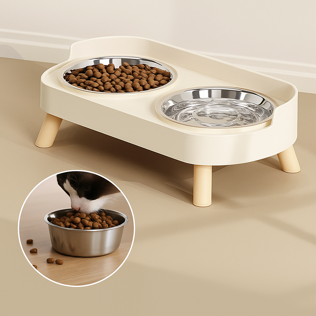 아우리온 편안한식사 뒤집힘방지 애완동물 테이블 2구 식기, 1개, 아이보리 19,200원