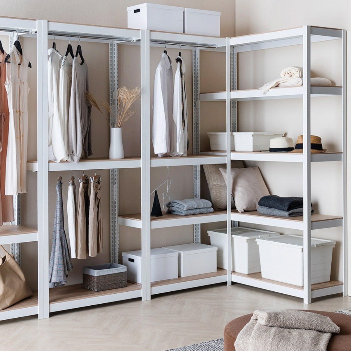 홈던트하우스 무볼트 조립식 드레스룸 시스템 행거 높이2100 5단 (봉3개) 158,500원