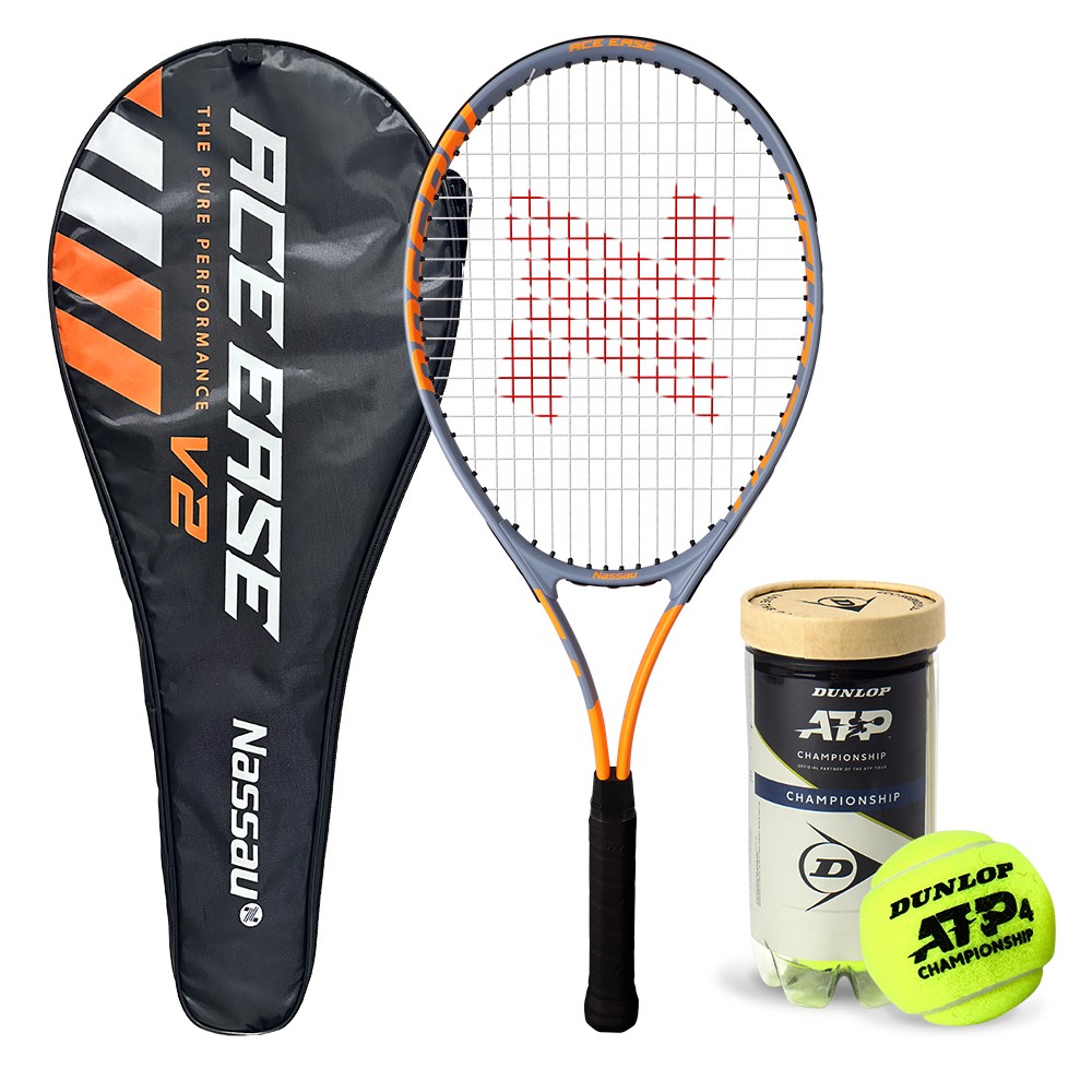 낫소 테니스 라켓 에이스 이지 V2 + 던롭 테니스 볼 (2입), V2오렌지, 1세트, 에이스 이지 36,000원