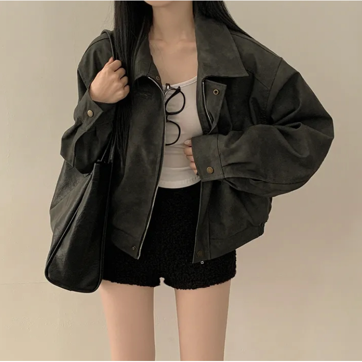 여성 가을신상 오버핏 스웨이드 레더자켓 빈티지컬러 42,900원