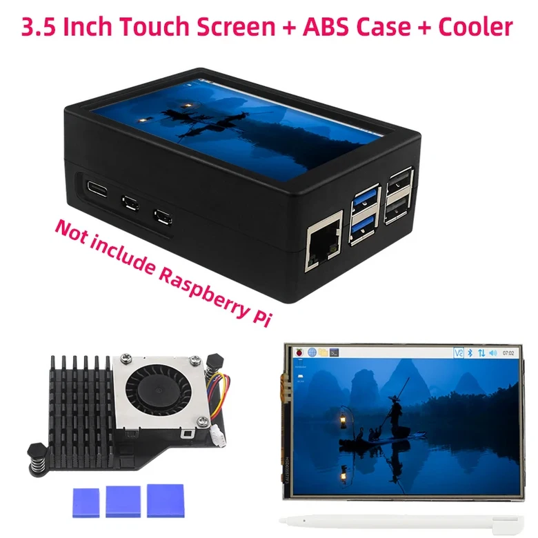 3.5인치 터치스크린 50Hz FPS 480320 LCD 디스플레이 + 케이스 PWN 팬 액티브 쿨러 (라즈베리 파이 5 Pi5 33,000원