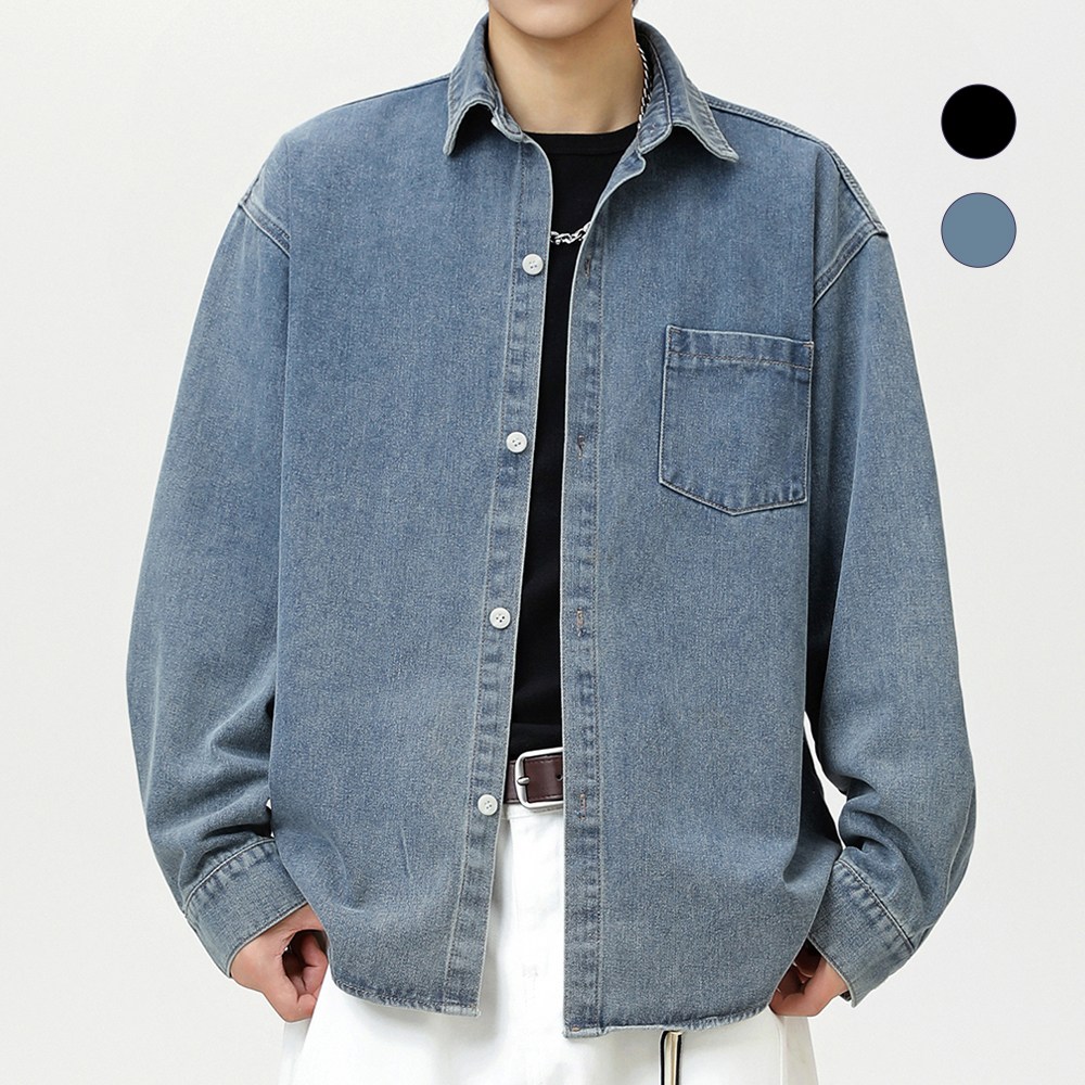 HANYO 남성 생 데님 워싱 데일리 오버핏 캐주얼 긴팔 셔츠 청남방 32,800원