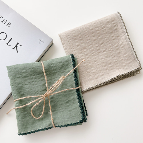 무지손수건 2매세트 남자손수건 여성손수건 면 여자 단색 레이스 자수 스티치 국내제작 14,080원