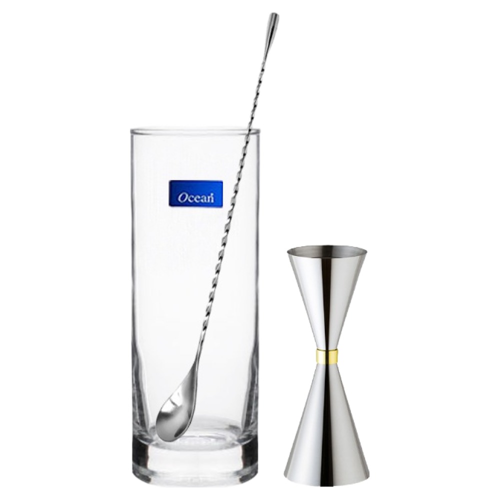 착한살림 골드링 지거 계량컵 30ml 60ml + 바스푼 30cm + 하이볼 320ml 세트 21,700원