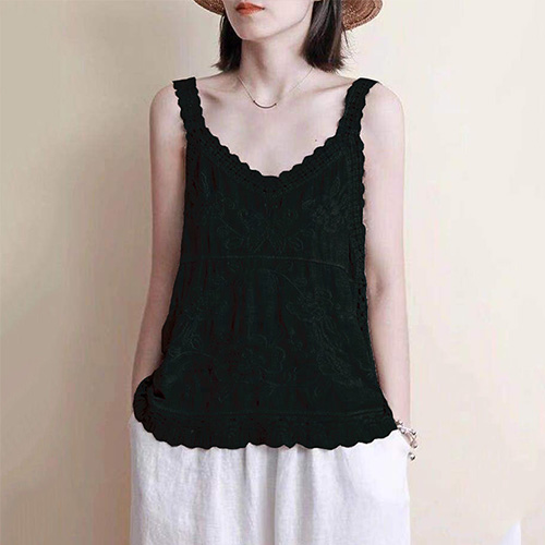 데일로엔 여성 여름 코튼 레이스 자수 뷔스티에 나시티 15,100원