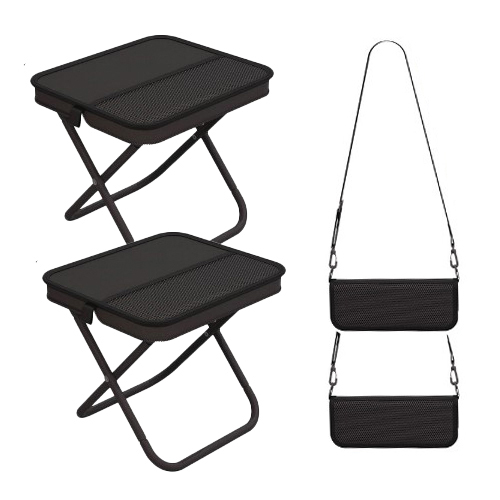 일상가 탄소강 휴대용 크로스백 파우치형 포켓형 초경량 캠핑 접이식 의자, 2개, 블랙 41,800원
