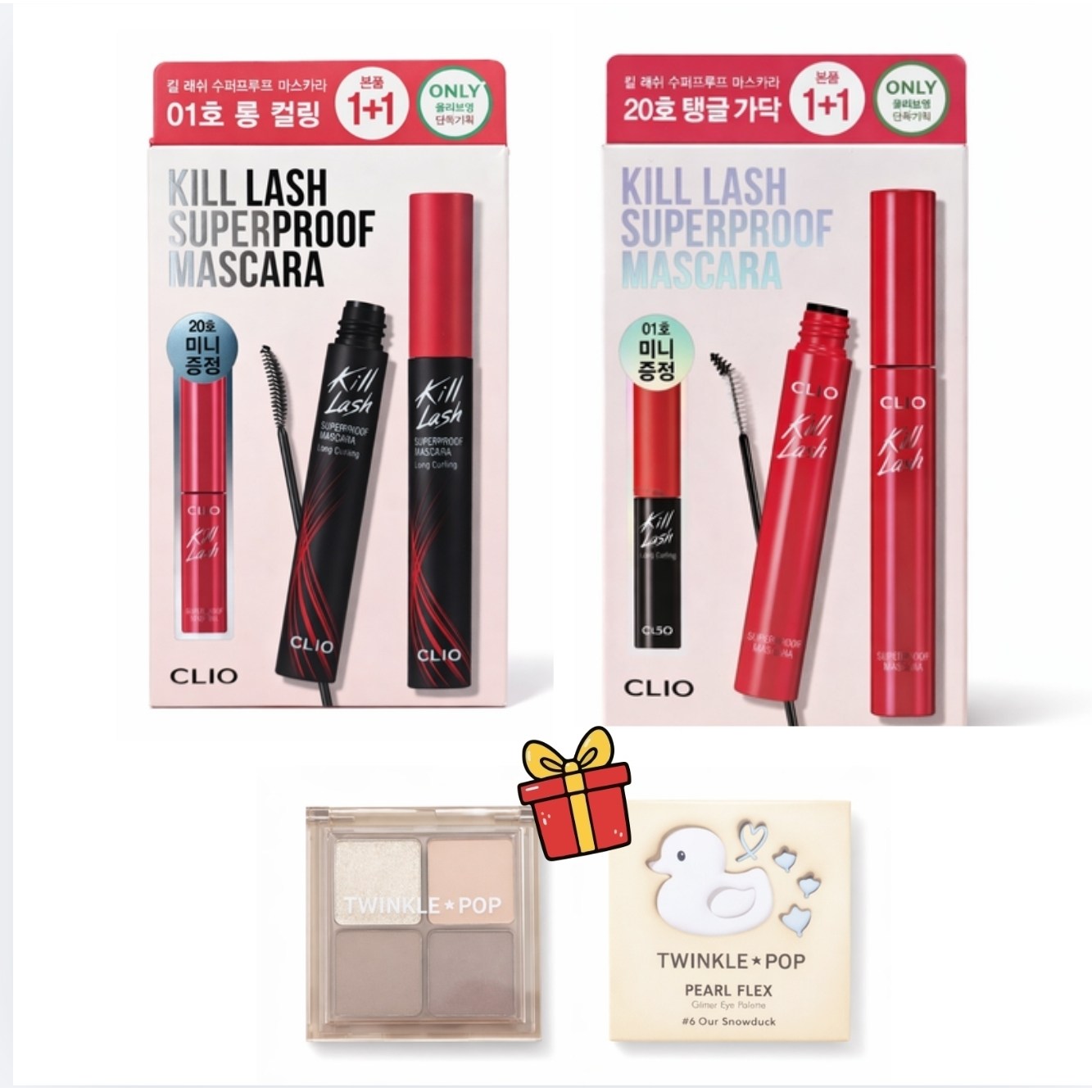 킬 래쉬 수퍼프루프 마스카라 클리오 기획 세트 (본품1+본품1+미니 마스카라1) 사은품 증정(아이 팔레트), 1개, 01 롱 컬링 29,900원