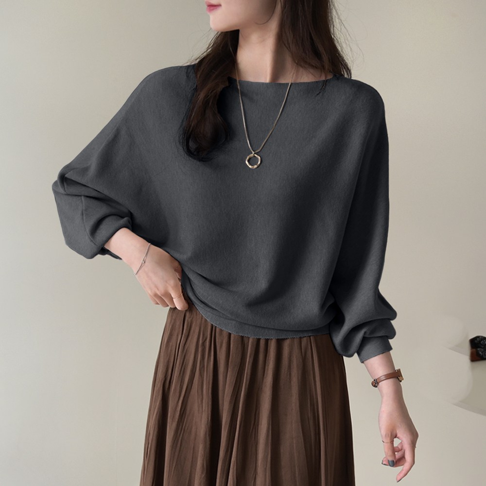 데일리앤 모에나 여성 보트넥 입술넥 가오리 루즈핏 부드러운 가을 긴팔 니트 16,910원