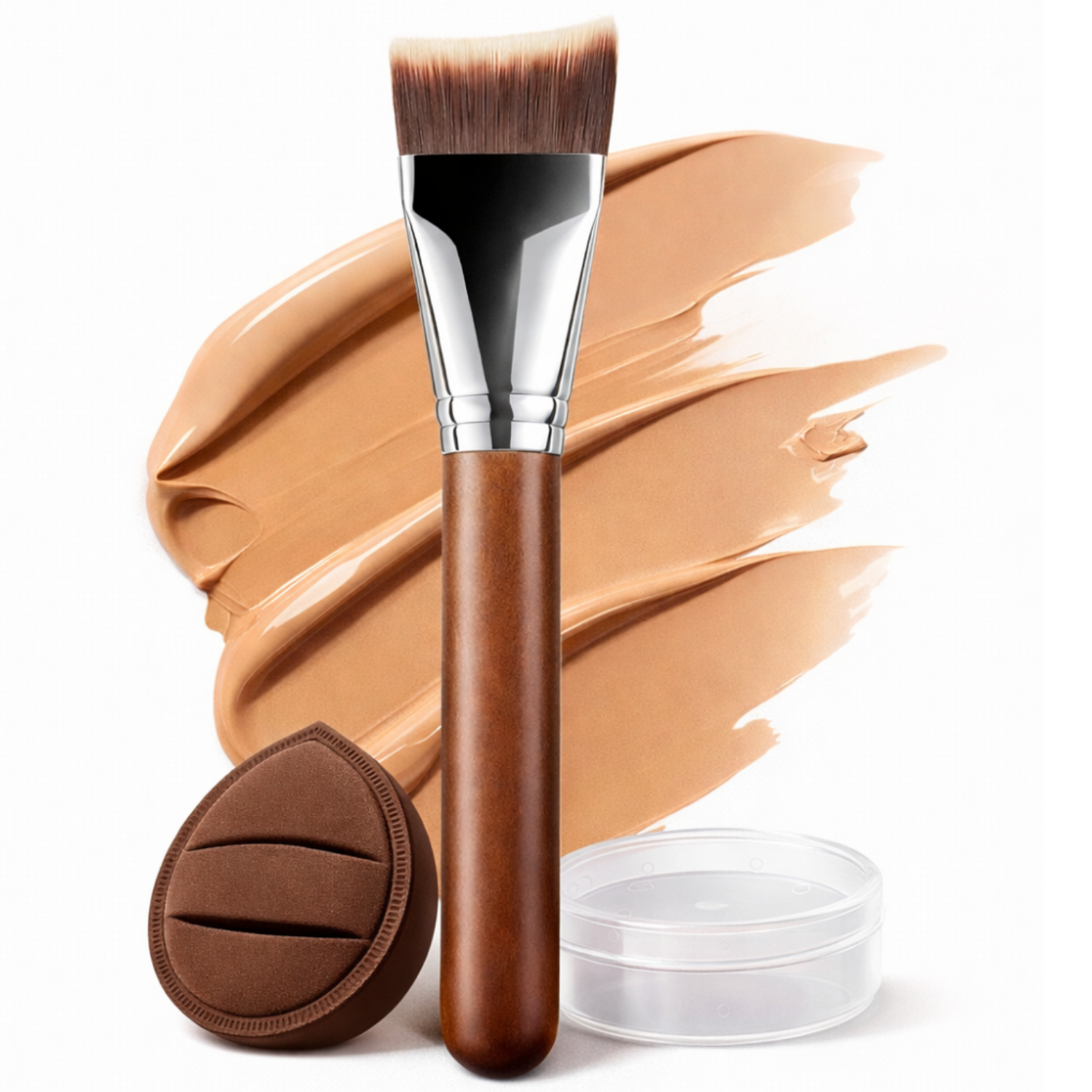 [차차앤코] 프리미엄 전문가용 초밀착 파운데이션 브러쉬 결없이 깔끔한 베이스 메이크업 퍼프 케이스 세트, 1개, 프리미엄 베이스 브러쉬 18,900원