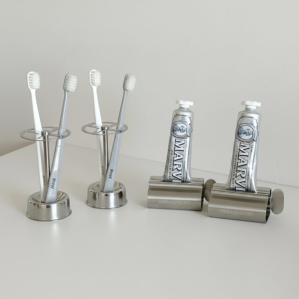 모나코올리브 스텐 욕실 수납 4구 칫솔홀더 + 치약짜개 세트 24,800원
