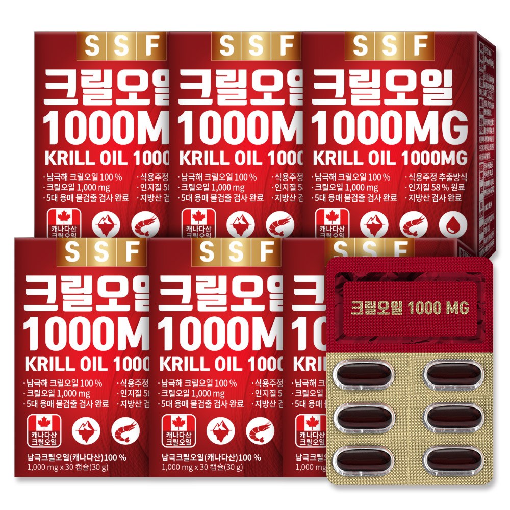 순수식품 크릴오일 1000mg 인지질58%이상원료 6박스(180캡슐) 71,890원