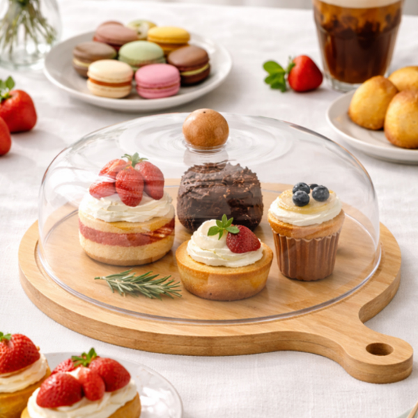 테이블 우드 원형도마 돔커버세트, 1개, 투명, 현재가 16,900원