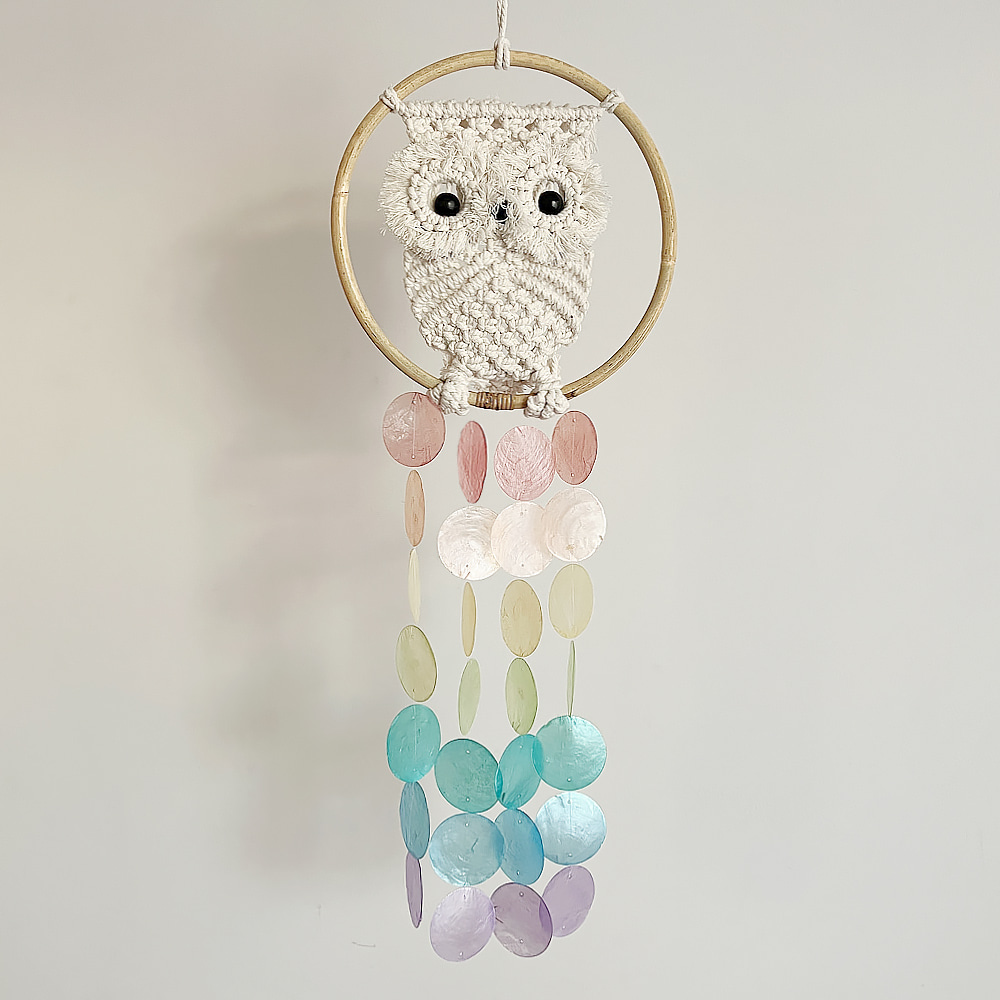 [22USE_0010](쿠팡)덴마크 마크라메 부엉이 자개모빌 DIY-KIT(링)_레인보우(L) 25,900원