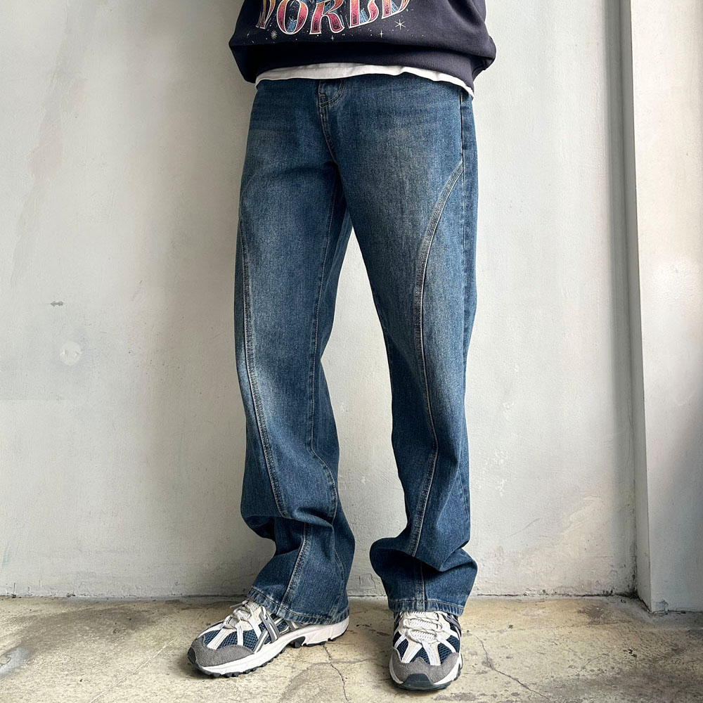 라운지21 남자 빈티지 바이커 와이드 청바지 49,000원