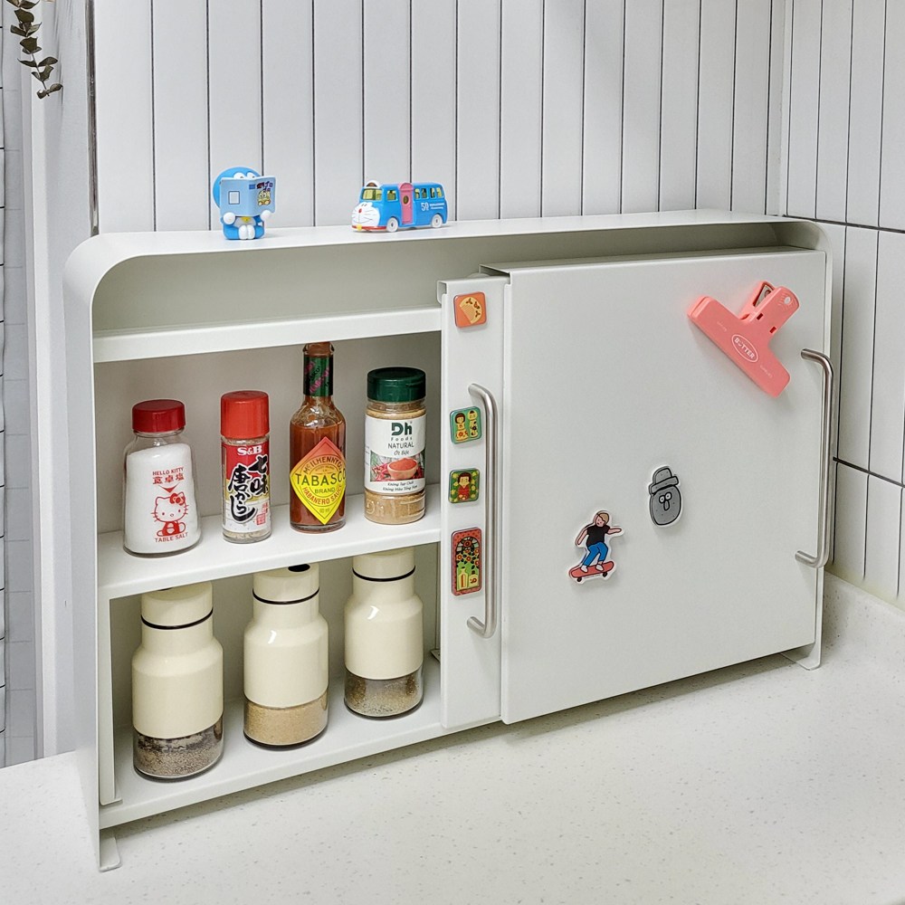 온데일리 다용도 양념통 주방 탕비실 팬트리 슬라이딩 철제 수납함, 화이트, 1개 61,000원