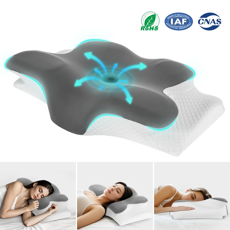 SOLEV 옆으로자는 메모리폼 목편한 경추베개 빨아쓰는, 1개, 그레이 26,900원