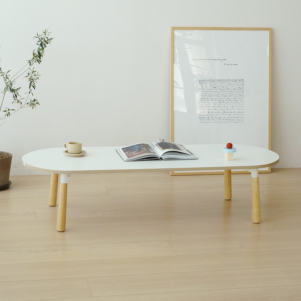 레몬트리 타원형볼드원목접이식테이블, 스노우화이트 79,500원