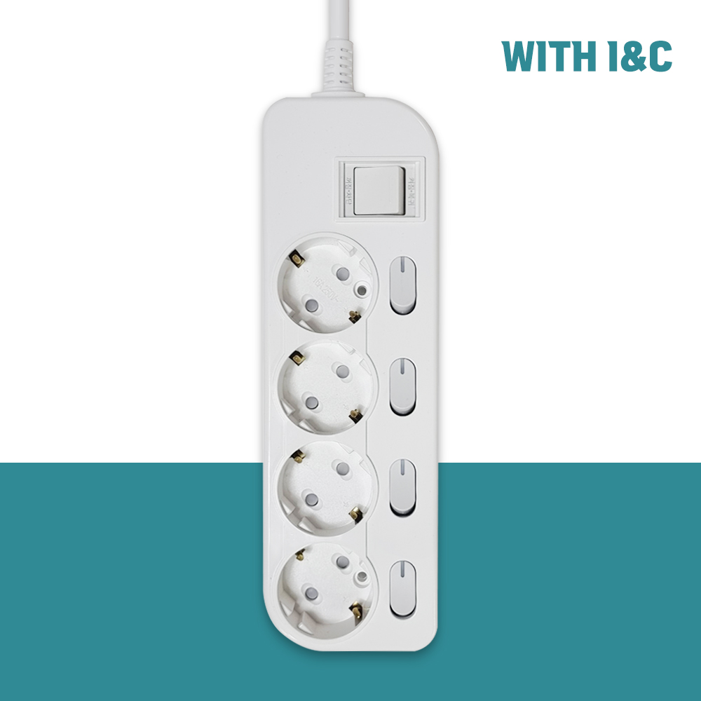 위드아이엔씨 국산 과부하차단 멀티탭 개별 통합스위치 절전형 4구 WI-MC21645 26,500원