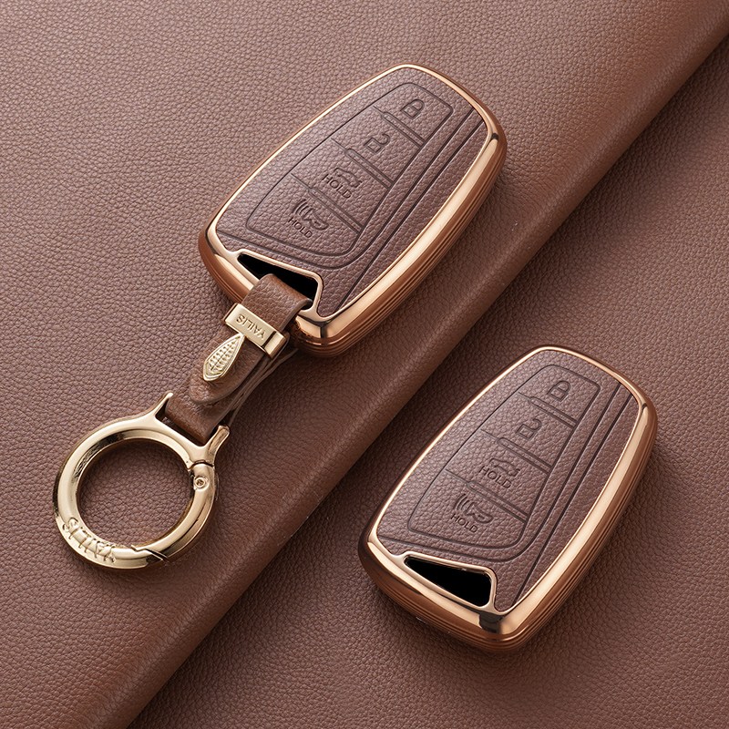 YAILIS 호환 현대 스마트키 키케이스 싼타페DM 신형에쿠스 랜저HG 제네시스DH 가죽+TPU 자동차키케이스 가죽키케이스, 브라운 26,800원