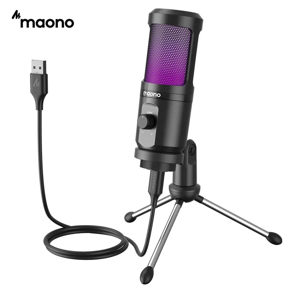 콘덴서마이크 유튜브 방송용 스탠드  게임용 USB 마이크 MAONO 데스크탑 콘덴서 Podcast PC 컴퓨터 Microfono Mic 플러그 앤 플레이 녹음 Podcasting 84,700원