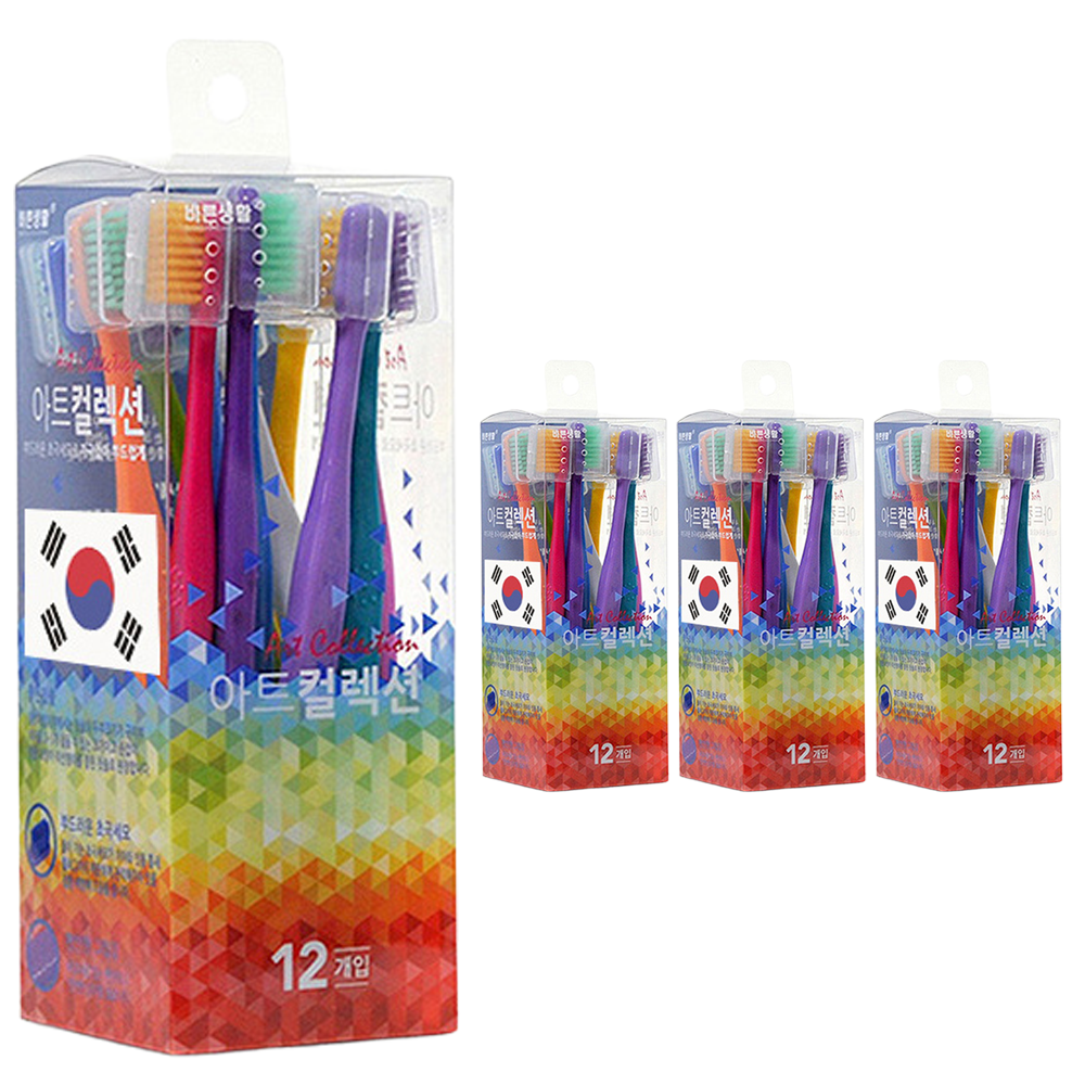 바른생활에이치앤비 초극세모 월간칫솔 12p + 칫솔캡 12p 세트 21,200원