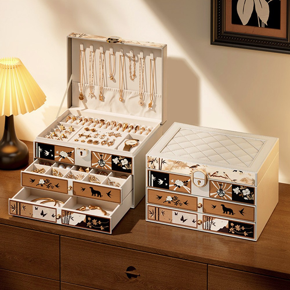 Nutrivio 쥬얼리박스 복고 가죽 3단 대용량 서랍 액세서리 수납함 반지 목걸이 금보관함 보석함 68,250원