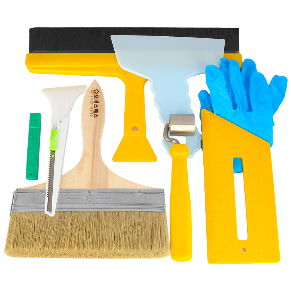 도배공구 셀프도배 벽지 시공 실속형 풀솔 롤러 칼 9종, 단품 28,100원