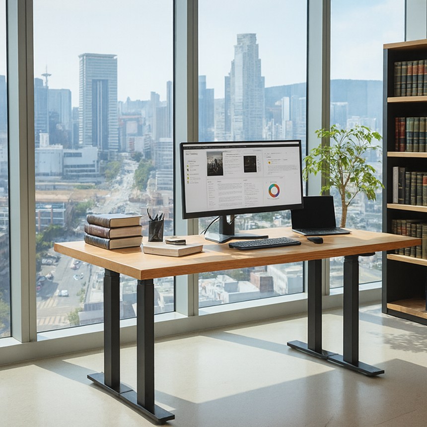 에렉투스 하드우드 원목상판 리낙 쿼드 모션데스크 오크 2000x900x45 프리미엄 3,922,000원