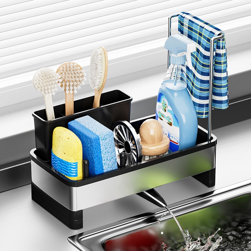 Danni 주방 싱크대 물빠짐 수세미 거치대 행주 걸이, 블랙, 1개 23,300원