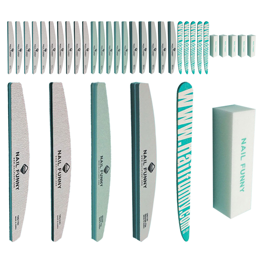 NAIL FUNNY 네일케어 우드파일 + 샌딩블럭 + 지브라파일 2종 + 샤이너 + 샌딩스펀지 36,000원